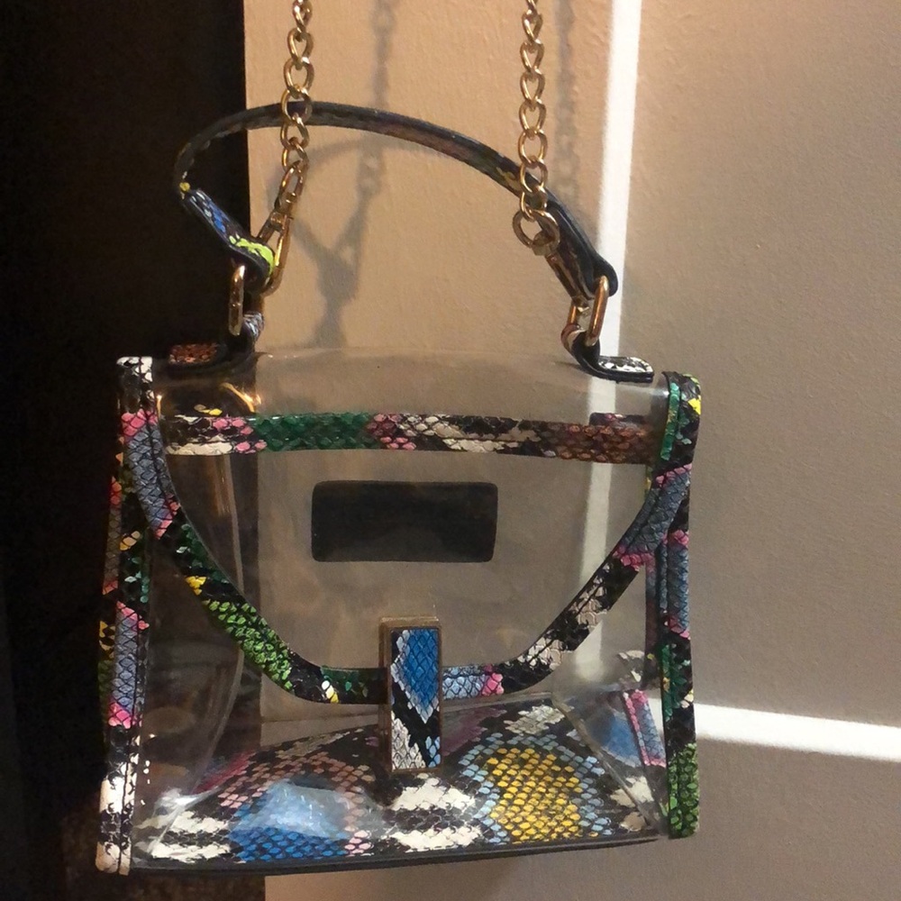 🌺- EUC Tiny Clear Bag / Crossbody Faux Snakeskin Strap Multiple Colors. - Picture 4 of 8